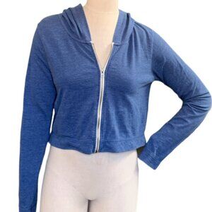 Threads 4 Thought Cropped Full Zip Hoodie Jr Sz L Blue #16A